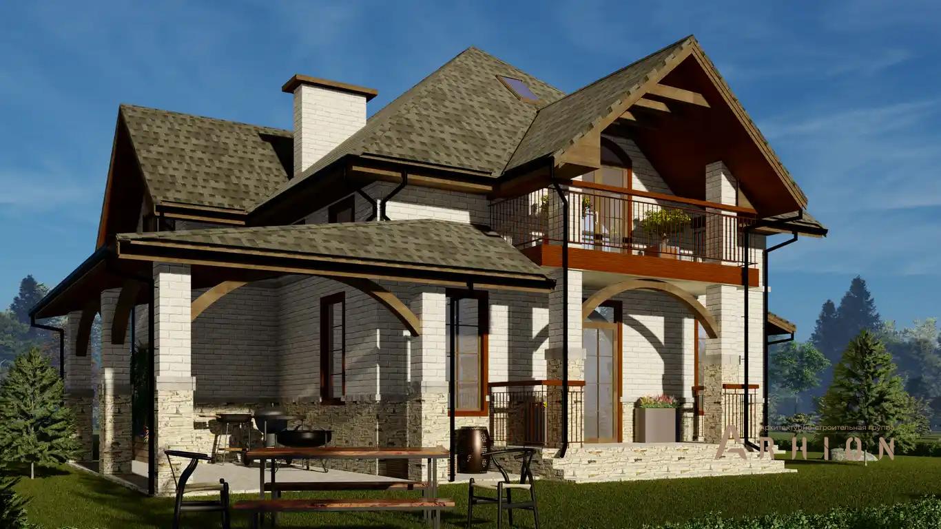 1. Проект одноэтажного дома в европейском стиле с плоской кровлей , h-1622, площадью - 235 кв c мансардой, терассой, балконом, вторым светом